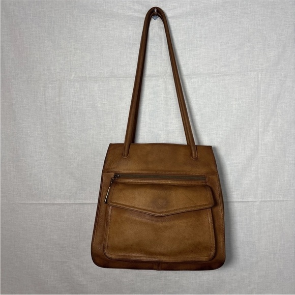 Brown Leather Fossil Shoulder Handbag Bag 75082 Purse with Key - Picture 6 of 16